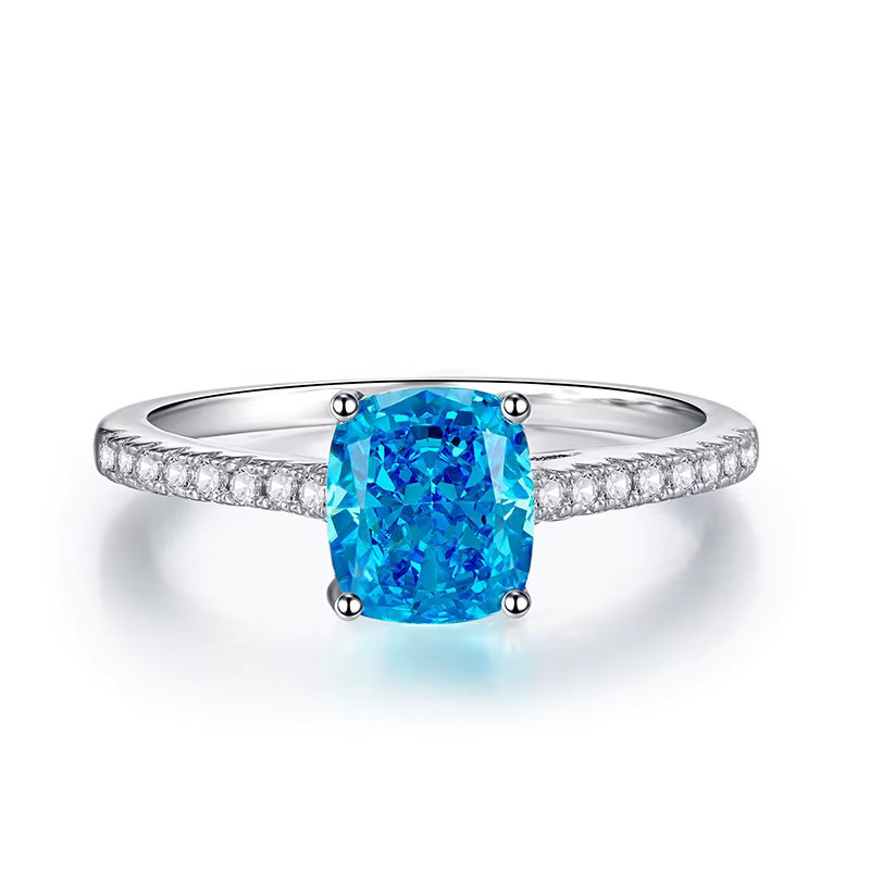 SAY Ring 925 Silber, blauer Edelstein, Damen, Verlobungsring - Bild 3