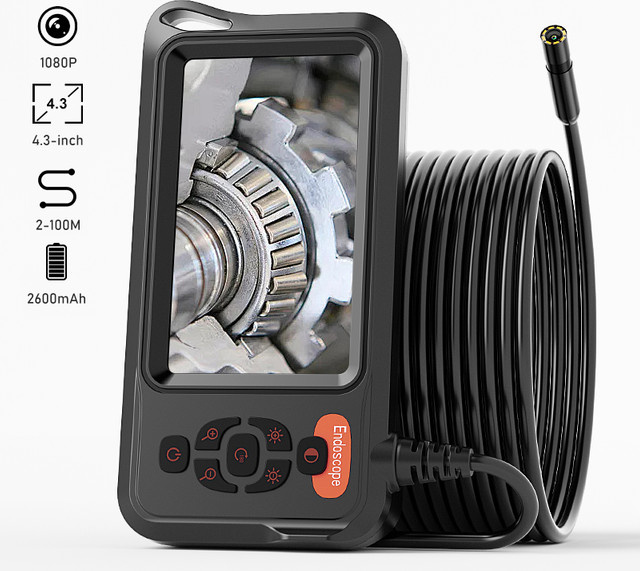 ZYPUSON Industrie-Endoskop Kamera mit 4,3-Zoll-IPS-Bildschirm, 8 mm Durchmesser, IP67 wasserdicht, 8 LEDs, Schwarz - Bild 1