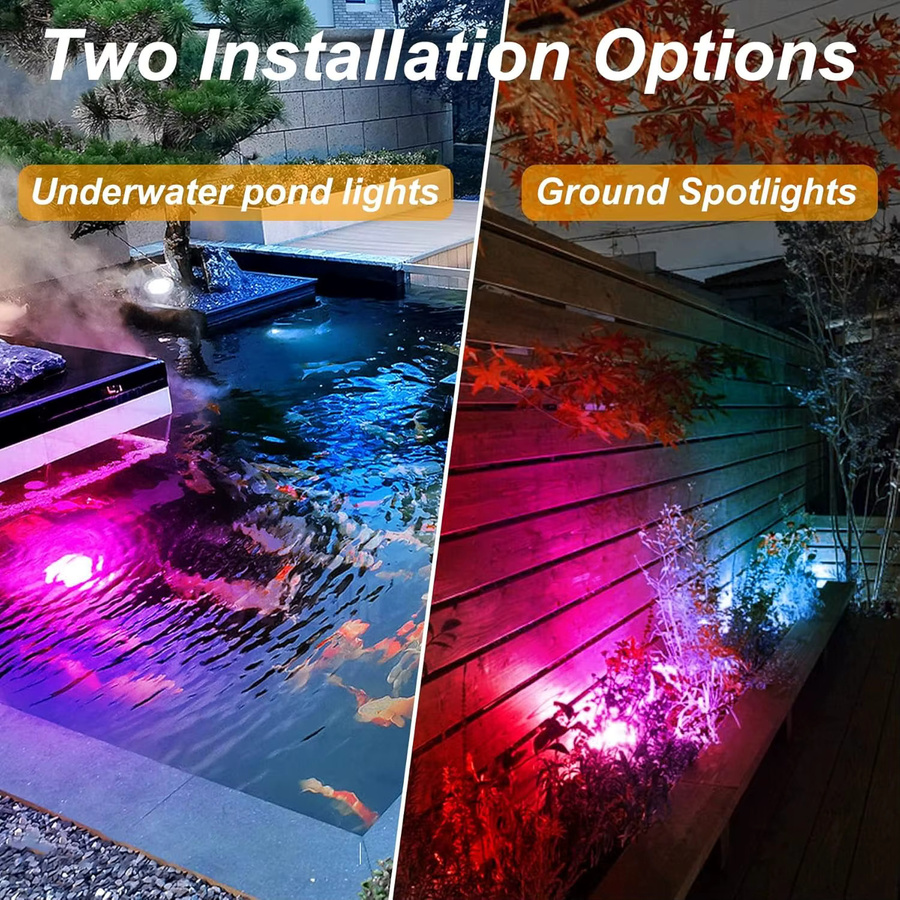 Crepow Solar Unterwasser LED Scheinwerfer RGB Multicolour IP68 für Garten Teich und Pool in Schwarz - Bild 2