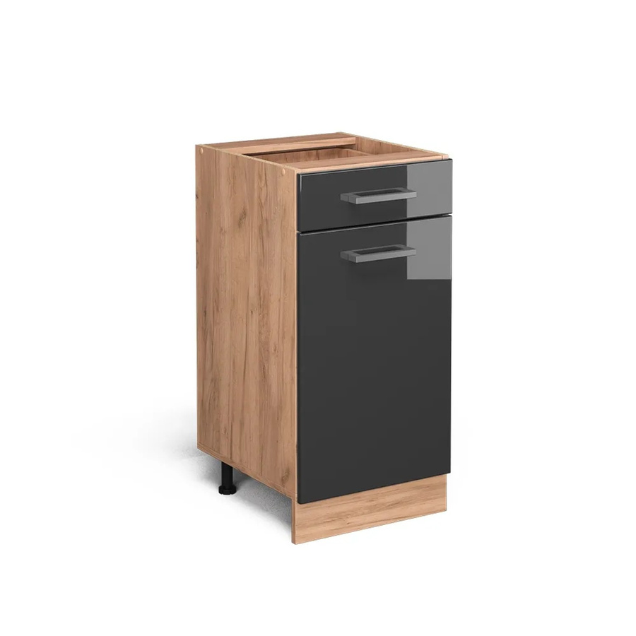 Vicco Küchenunterschrank R-Line Anthrazit Hochglanz und Goldkraft Eiche ohne Arbeitsplatte Breite: 40 cm - Bild 2