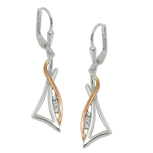 Colfem Ohrringe Brisur, 925 Silber, bicolor rosevergoldet, Zirkonia, Damen - Bild 1