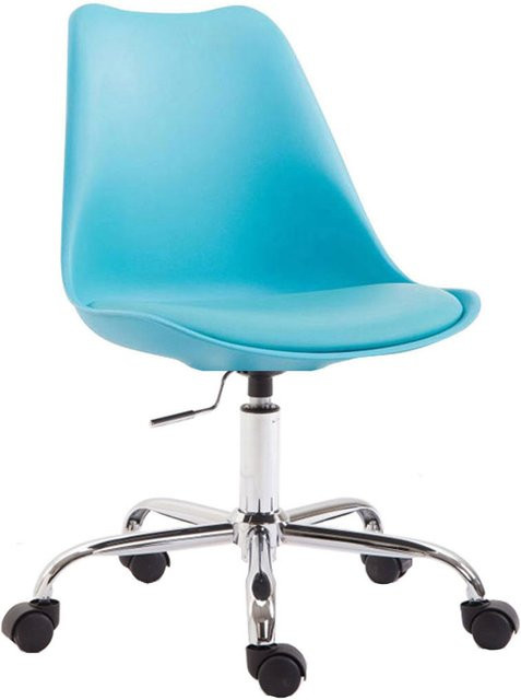 TPFLiving Bürostuhl Toulon in Blau mit Samtbezug und Rollen für Home-Office und Büro - Bild 1