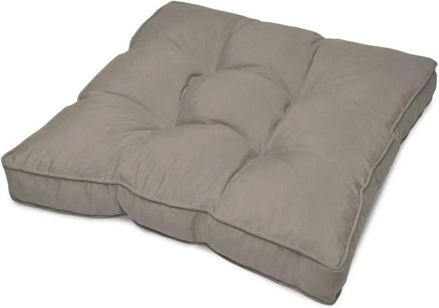 Beautissu Flair Loungekissen Outdoor Sitzkissen quadratisch in Hellgrau, B/T/H: 60 x 60 x 10 cm - Bild 1