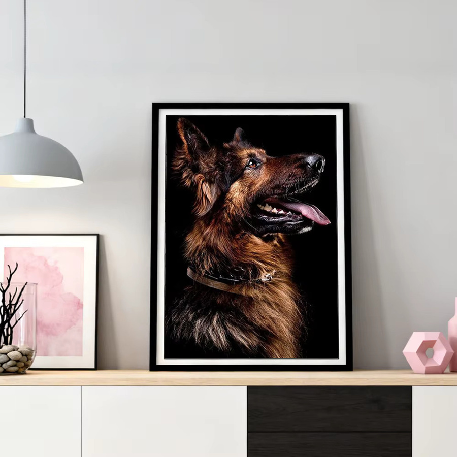 HUACAN Diamantmalerei Hund Schwarz Tier als 5D Kreuzstich Mosaik Bild mit runden Steinen in Mehrfarbig - Bild 3