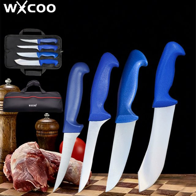 WXCOO Metzger-Ausbeinmesser-Set aus Edelstahl in Blau mit Tasche, 1-5-teiliges Küchenmesser-Set für Fischfiletiermesser und Küchenzubehör - Bild 1