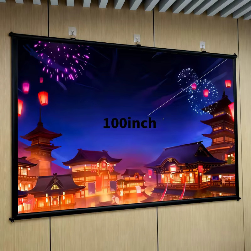 XIAOHUI Anti-Licht-Projektionsleinwand mit festem Rahmen, 100 Zoll, knitterfrei und lichtabsorbierend - Bild 3