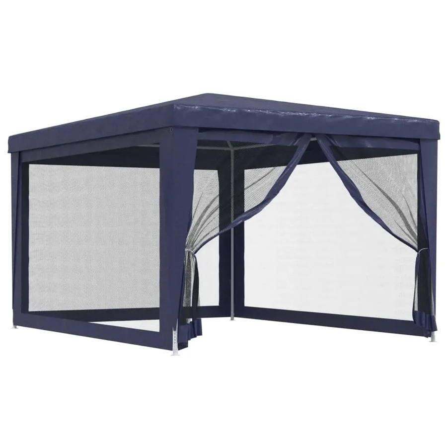 vidaXL Partyzelt aus HDPE in Blau mit 4 Mesh-Seitenwänden, B/T: 4 x 3 m - Bild 2