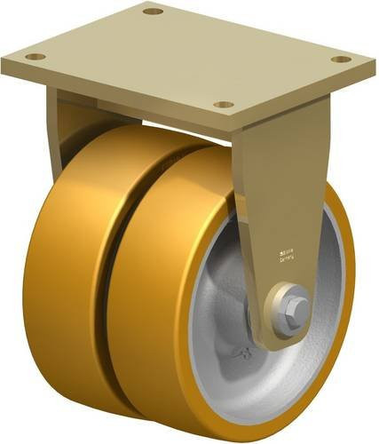 Blickle Doppel-Bockrolle BSD-GTH 252K in Silber und Gelb mit 250 mm Rad-Durchmesser und einer Tragfähigkeit von max. 3700 kg - Bild 1