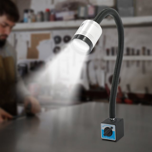 Flexible LED Arbeitsleuchte aus eloxiertem Aluminium mit Magnetfuß, 6W, Silber/Schwarz, Rohrlänge: 50 cm, Adapterlänge: 133 cm - Bild 1