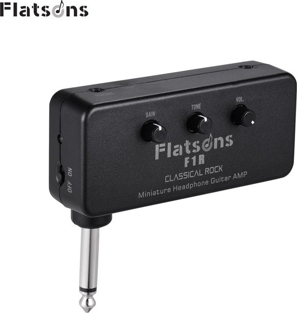 Flatsons F1R Mini-Kopfhörer-Gitarrenverstärker mit 3,5-mm-Kopfhöreranschluss und AUX-Eingang in Schwarz - Bild 1