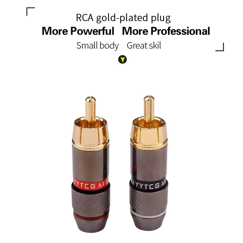 YYTCG RCA-Audiostecker vergoldete Adapter in Schwarz und Gold für 6-mm-Kabel - Bild 2