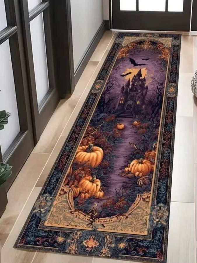 VIKAMA Halloween Fußmatte mit Spinnennetz-Druck, waschbarer Teppich für Eingangsbereich, Wohnzimmer oder Badezimmer - Bild 2