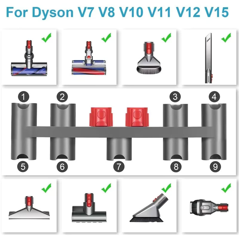 Dyson Staubsauger Wandhalterung für V7 V8 V10 V11 V15 in Grau zur Aufbewahrung von Zubehör und Bürsten - Bild 4