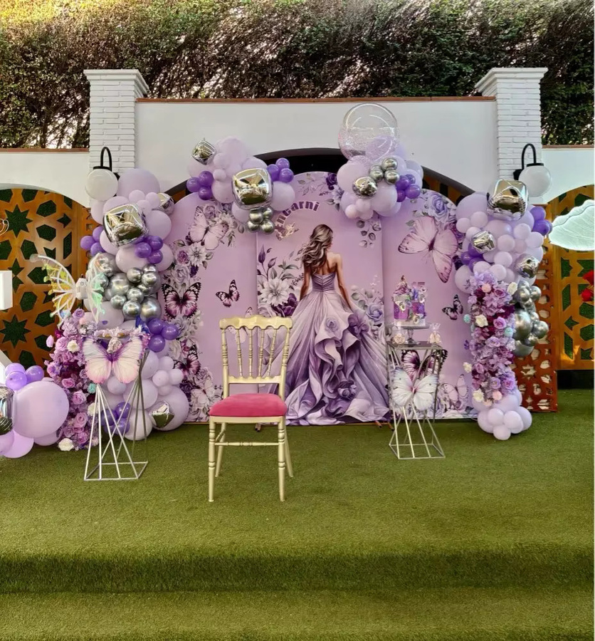 Mehofond Personalisierter gewölbter Fotohintergrund mit doppelseitigem Druck für Babyparty und Kindergeburtstag - Bild 3