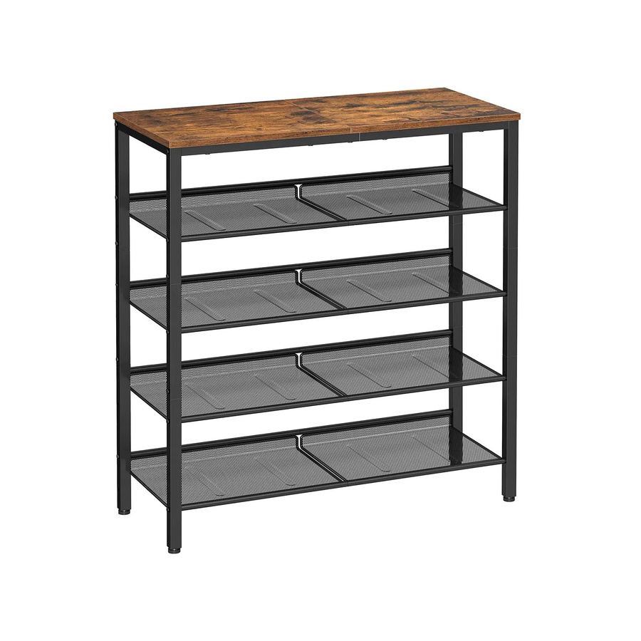 Vasagle Schuhregal mit 5 Ebenen im Industriedesign, Braun-Schwarz, B/T/H: 93 x 30 x 75 cm - Bild 2