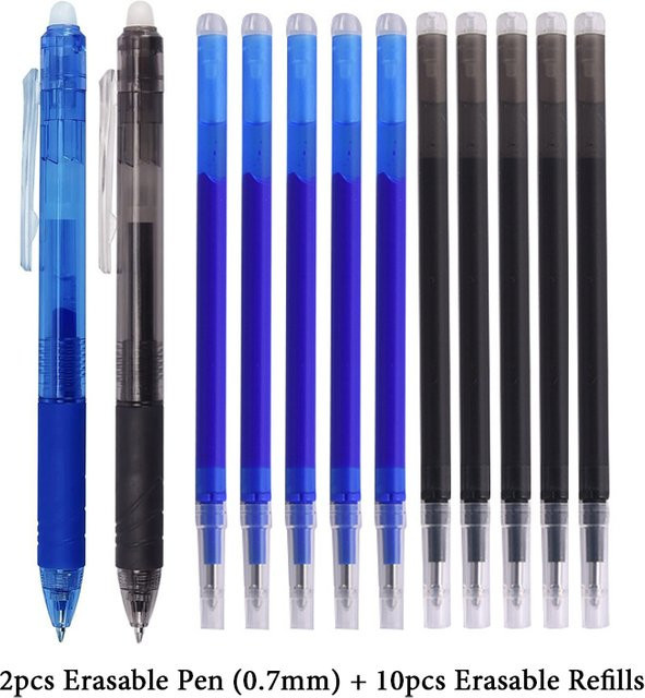 K-MIME Set aus 2 einziehbaren löschbaren Stiften mit 10 Nachfüllungen in Schwarz - Bild 1