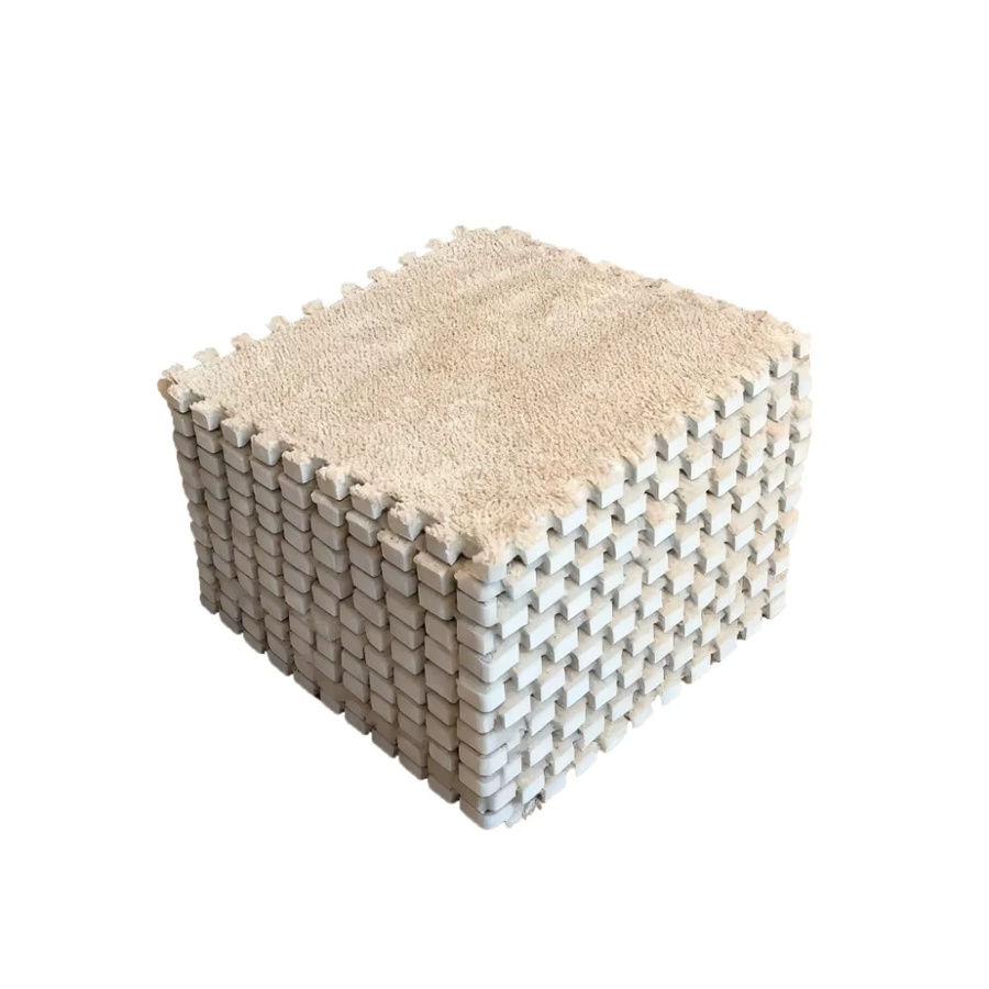 DHDH Baby-Spielmatte aus weichem Plüsch, rutschfeste Puzzle-Matte für Kinderzimmer und Schlafzimmer, Beige, B/T/H: 30 x 30 x 1 cm - Bild 2