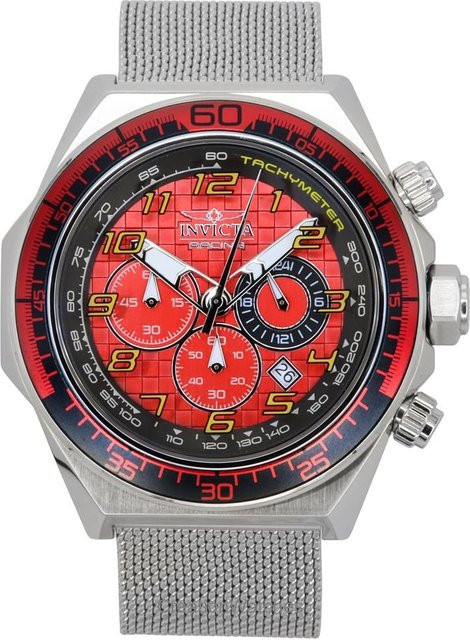 Invicta Chronograph, Edelstahl, rotes Zifferblatt, Quarz, Herren - Bild 1