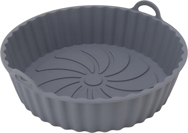 2er-Set Runde Silikon-Fritteuseneinlagen von CosyHome, Antihaftbeschichtet und Ölbeständig, Grau, für 6,5-9kg - Bild 1