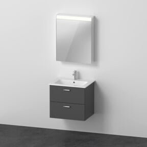 Duravit XBase Badezimmer-Möbelset mit Waschtischunterschrank und Spiegelschrank in Graphit Grau Matt, B/T/H: 63 x 49 x 76 cm - Bild 1