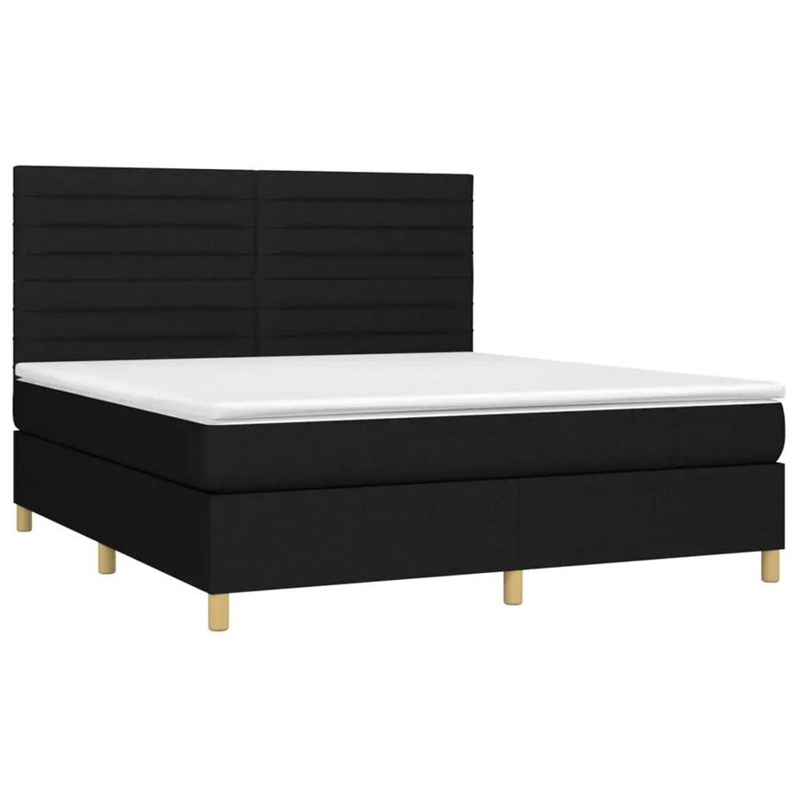 vidaXL Boxspringbett mit Matratze in Schwarz, Hybrid-Konstruktion mit LED-Unterbettbeleuchtung und USB-Anschluss, B/T/H: 160 x 203 x 118 cm - Bild 2