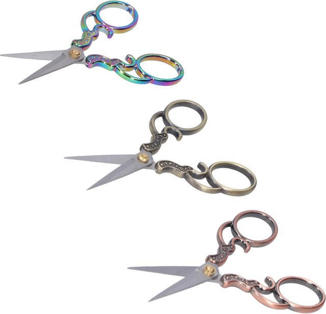 3 Stück Igeteck Retro Scheren aus Edelstahl und Zinklegierung für DIY Nähzubehör in Gold, Grau und Multicolour - Bild 1