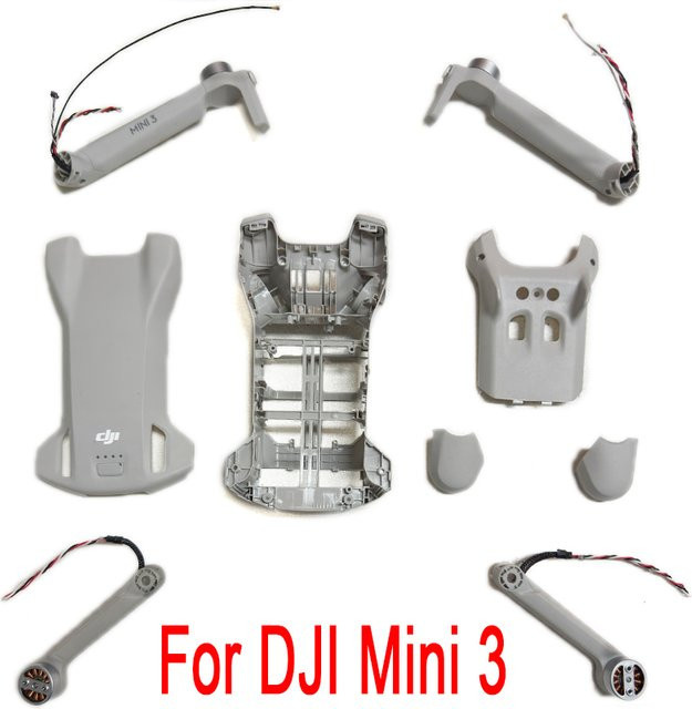 DJI Mini 3 Ersatzteil-Set mit Oberschale, Mittelrahmen, Unterer Abdeckung, Motorarmen und GPS ESC in Grau - Bild 1
