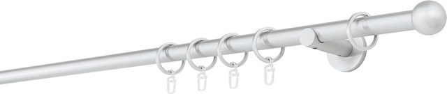 ONDECO Vorhangstange 1-läufig in Alu-Silber mit Wandträgern und Endstück Ball, Durchmesser: 20 mm, Länge: 300 cm - Bild 1