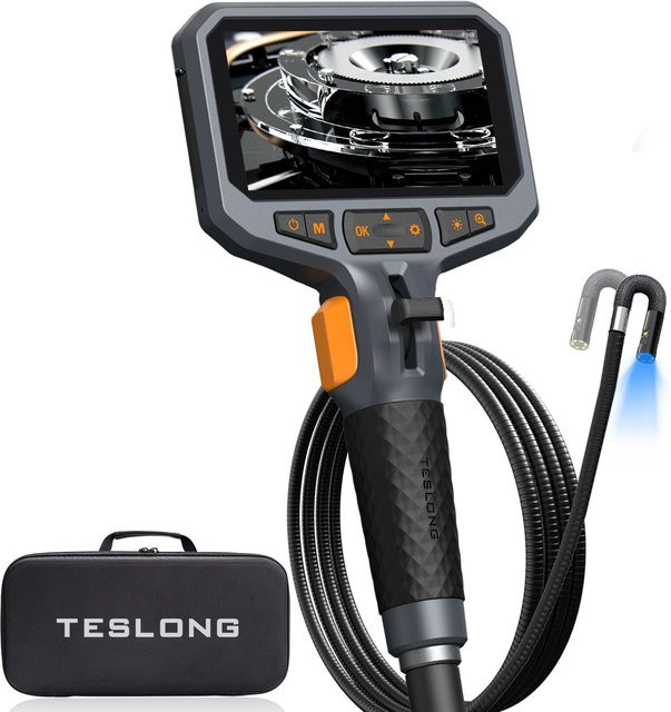 Teslong TD450S Doppelobjektiv-Gelenk-Endoskop mit 5 Zoll IPS Display, 1080P Auflösung, 360 Grad Lenkung und 1,55 m Schlangenrohr in Schwarz - Bild 1