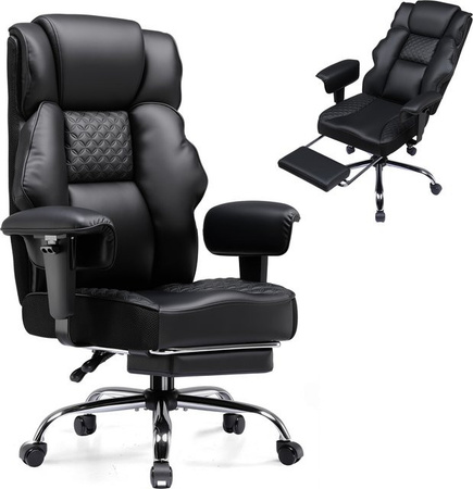 GTPLAYER Gaming Stuhl in Schwarz aus Kunstleder mit Kopfstütze, ergonomischer PC-Schreibtischstuhl mit Armlehnen und Drehfunktion