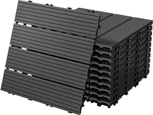 ECD Germany WPC Terrassenfliesen Anthrazit in Holzoptik mit Klicksystem, 11 Stück, B/T: 30 x 30 cm - Bild 1