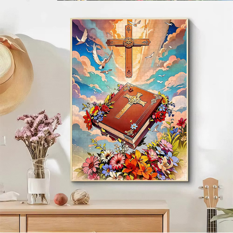 AZNM Puzzle, religiöses christliches Kreuz und Bibelkunst, 1.000 Teile - Bild 2