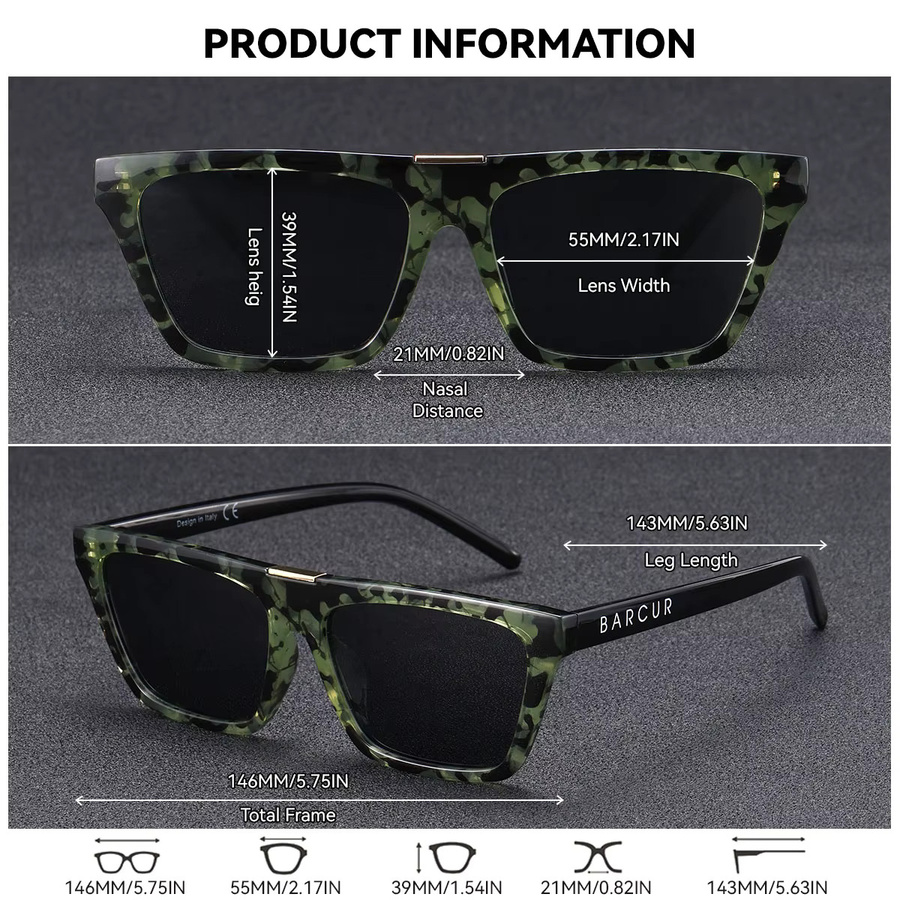 BARCUR Sonnenbrille Cat-Eye, Vollrand, Kunststoff, grün - Bild 1