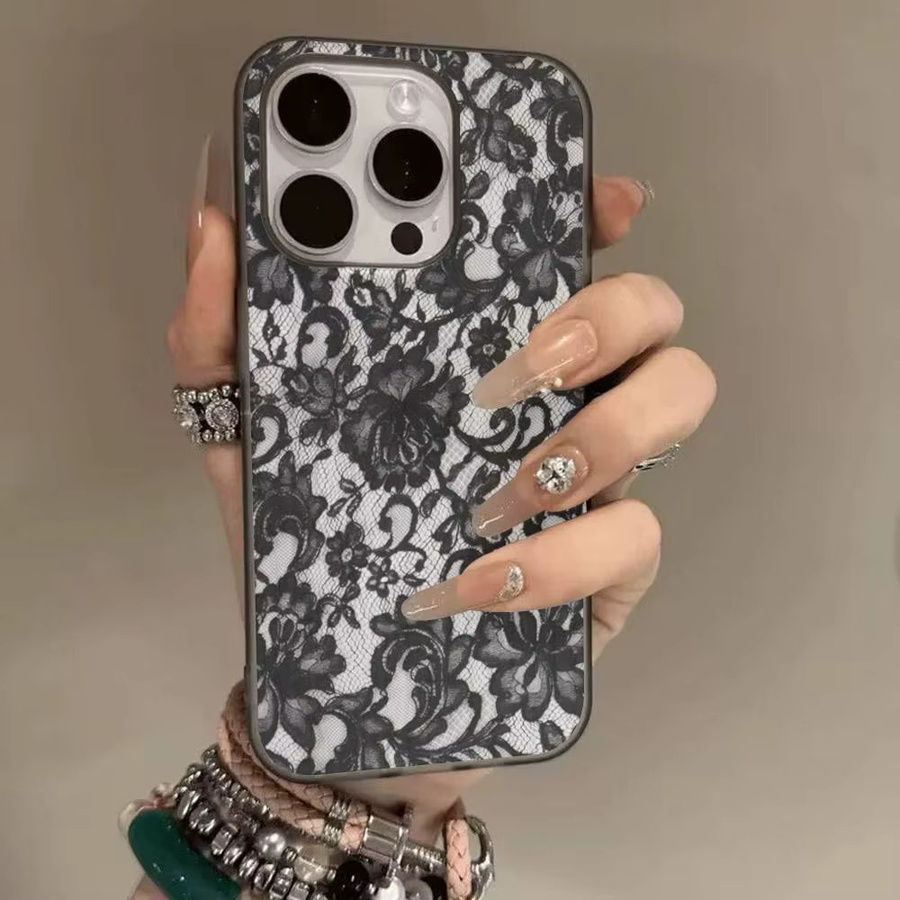 Potdemiel Handyhülle mit gewelltem Muster für iPhone 17 16 15 14 13 12 11 Pro Max Plus, matt und stoßfest, Schwarz - Bild 4
