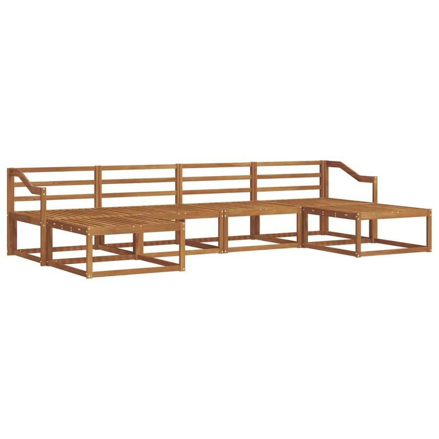 vidaXL Outdoor-Sofagarnitur aus Massivholz Akazie in Natur Braun, 6-teiliges L-Shape Gartenmöbel-Set - Bild 2