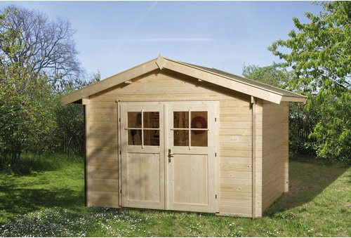 WEKA Gartenhaus Premium aus Holz in Beige, B/H/T: 380 x 262 x 300 cm - Bild 1