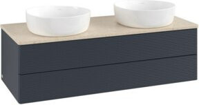 V&B Waschtischunterschrank Antao mit Frontstruktur und Beleuchtung, Blau lackiert, B/T/H: 120 x 50 x 50 cm - Bild 1