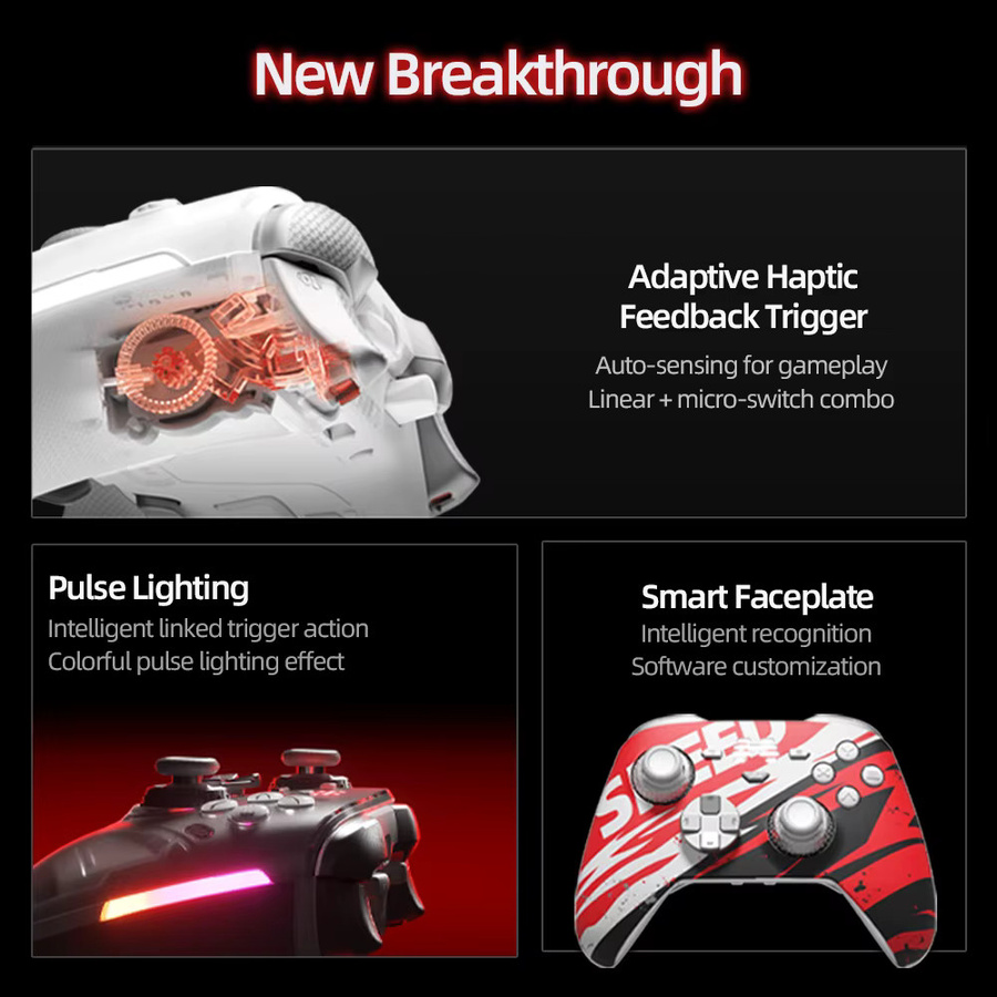 Beitong Kunpeng 70 Elite KI-verstärkter kabelloser Controller mit adaptiven Auslösern in Weiß für Nintendo Switch, PC und Mobilgeräte - Bild 2