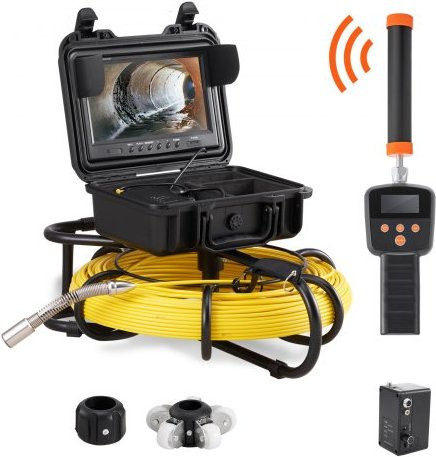 VEVOR Kanalkamera mit 512-Hz-Ortung und DVR-Funktion, 91,5 m Rohrinspektionskamera mit IP68-Schutz, 12 einstellbaren LEDs und 16-GB-SD-Karte für Abwasserleitungen und Abflussrohre - Bild 1