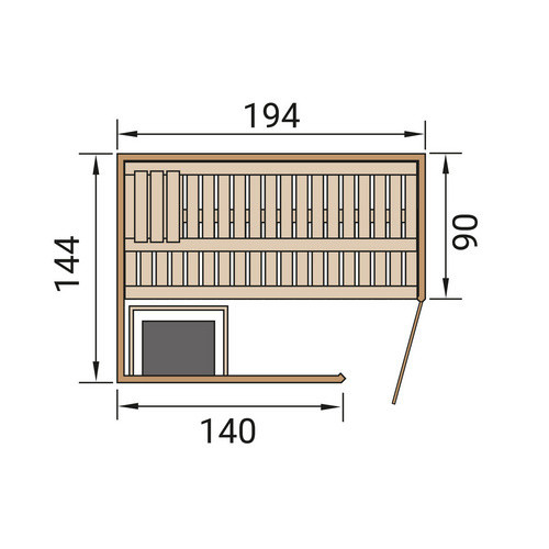 Weka Ecksauna Varberg 1 für 6 Personen in Braun mit 4,5 kW Ofen und Holztür - Bild 2