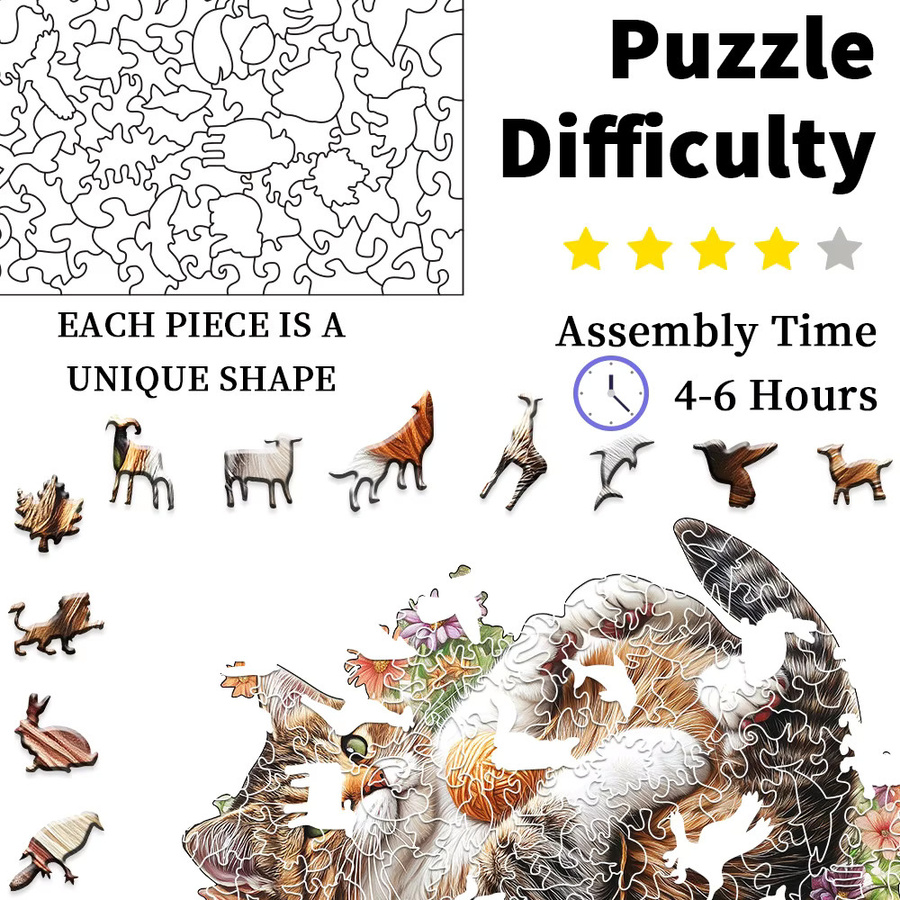 Supretty Katzenholzpuzzle, Tiere, Holz, Bunt / Mehrfarbig - Bild 2