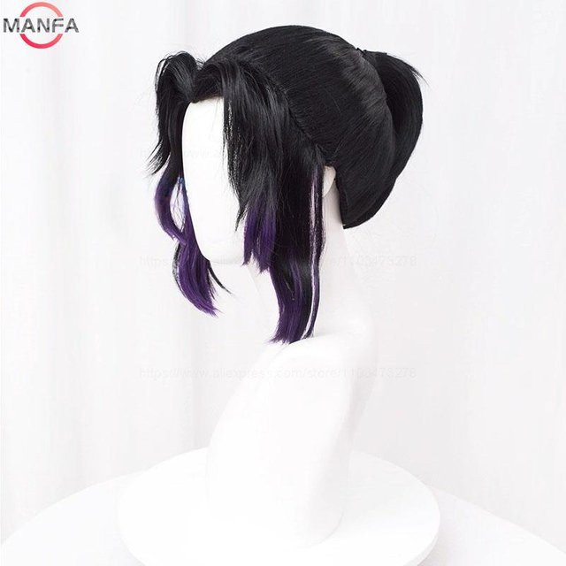 Shinobu Kochou Cosplay Perücke, Hitzebeständiges Synthetisches Haar, Black - Bild 1