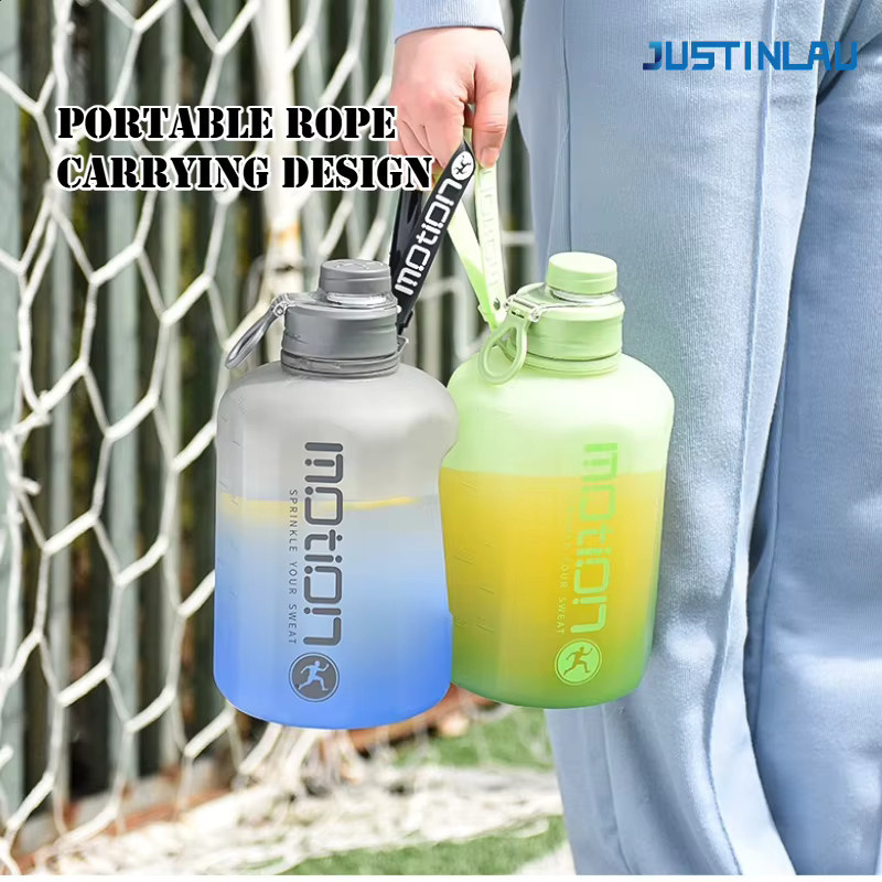 JUSTINLAU Sportwasserflasche mit Strohhalm in Pink, 2460 ml Wasserflasche mit Skala für Camping und Reisen - Bild 3