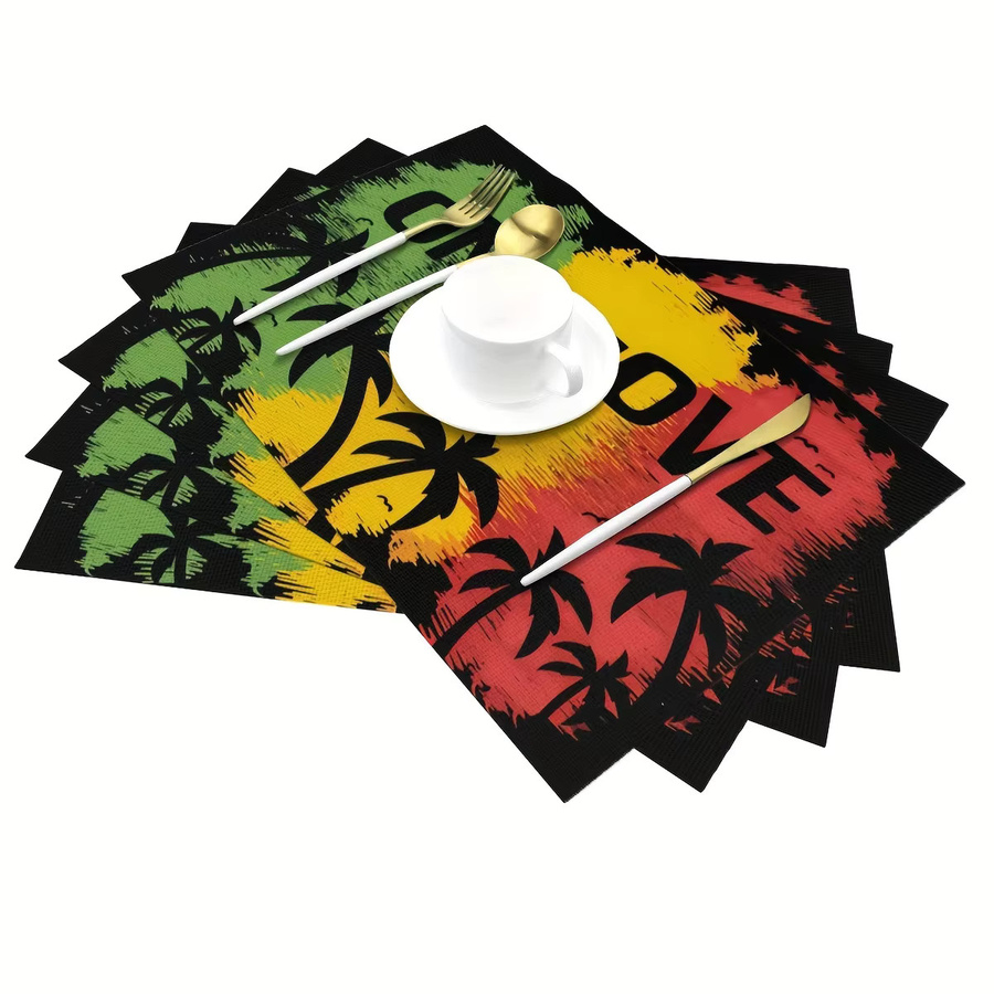 VIKAMA One Love Tischsets im Rasta-Stil, Multicolor - Bild 3