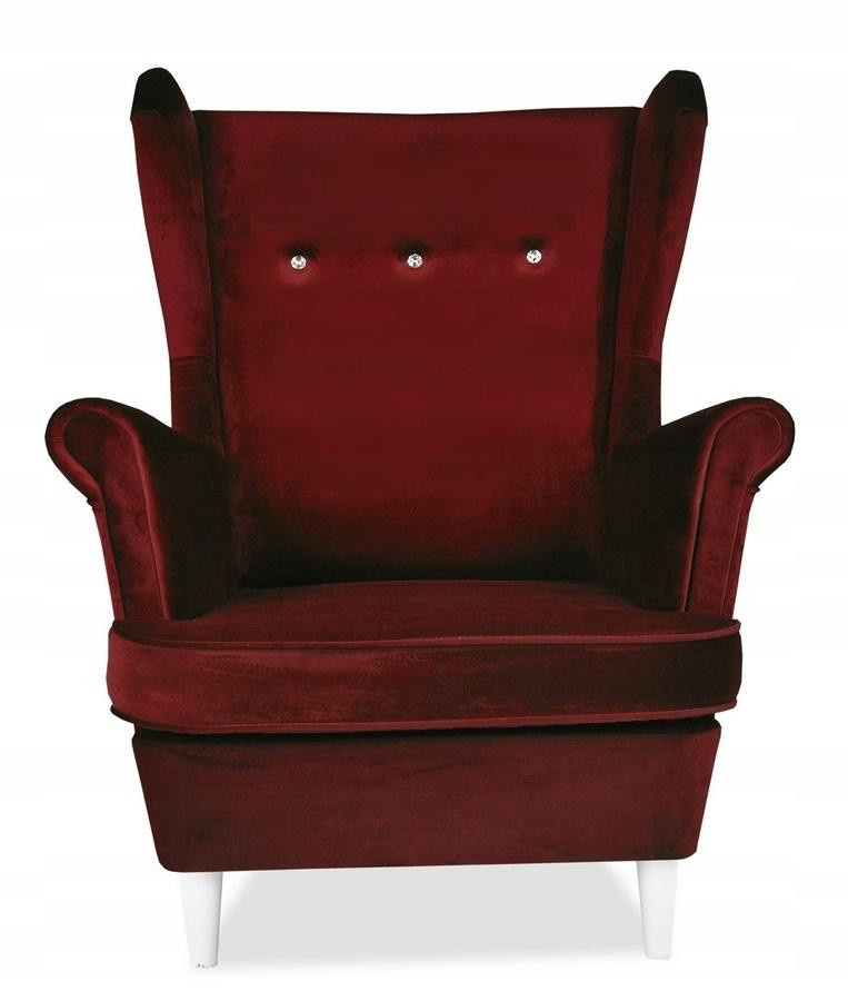 Ohrensessel ARI mit Hocker von Family Meble im skandinavischen Design aus bordeauxfarbenem Samt, H x B x T: 104 x 84 x 92 cm - Bild 4