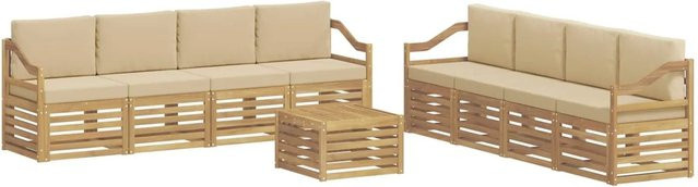 vidaXL Sofagarnitur aus Massivholz Akazie in Beige mit Latten-Design und Armlehnen - Bild 1