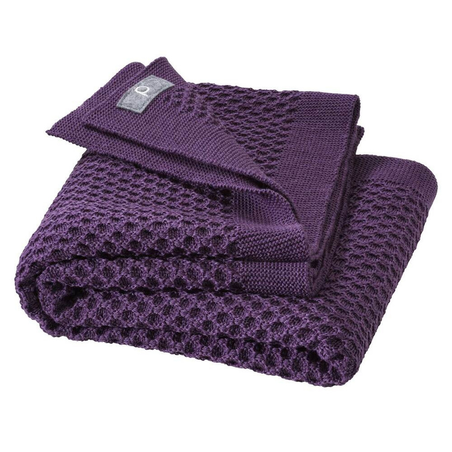 Disana Waben-Strickdecke aus Merinowolle in Aubergine, B/B: 80 x 100 cm - Bild 1