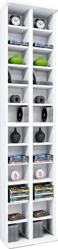 VCM Almera CD DVD Regal aus Holz in Weiß, H x B x T: 183 x 42 x 20 cm - Bild 2