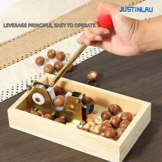 JUSTINLAU Manueller Nussöffner aus Holz in Braun, verstellbare Nussknacker-Zange für Walnüsse, Kastanien, Pekannüsse, Haselnüsse und Mandelnüsse - Bild 1