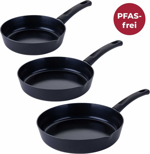 Fackelmann Bratpfannen-Set Highrise, 3-teilig, Keramik, Antihaftbeschichtung, Schwarz, Durchmesser: 20 cm, 24 cm, 28 cm - Bild 1